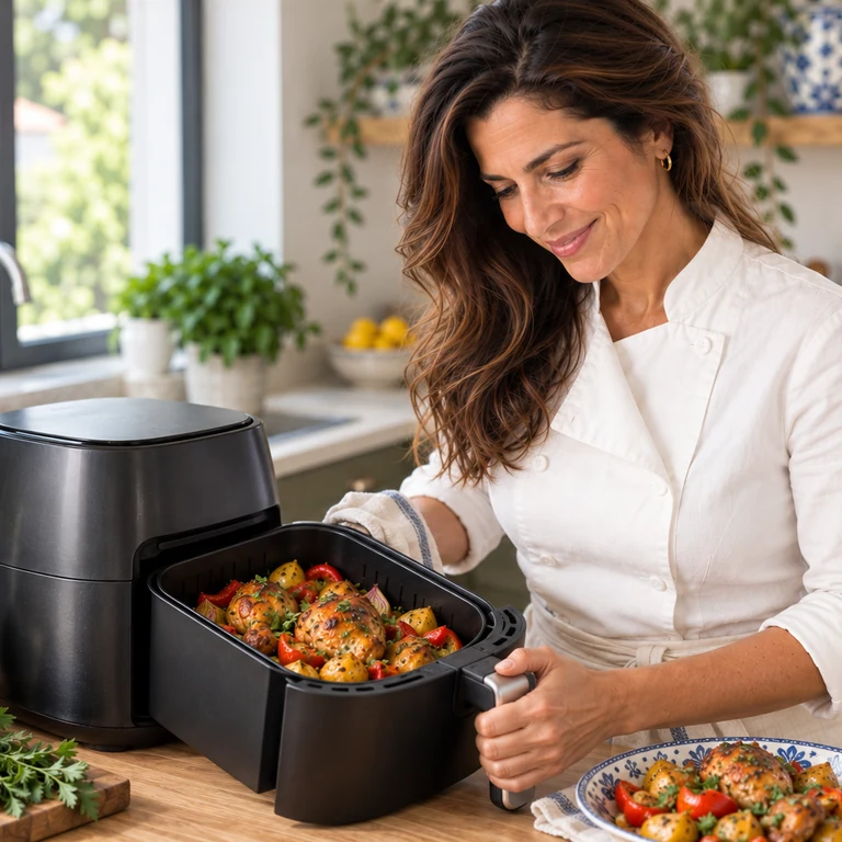 Chef Rita a retirar uma receita da Air Fryer