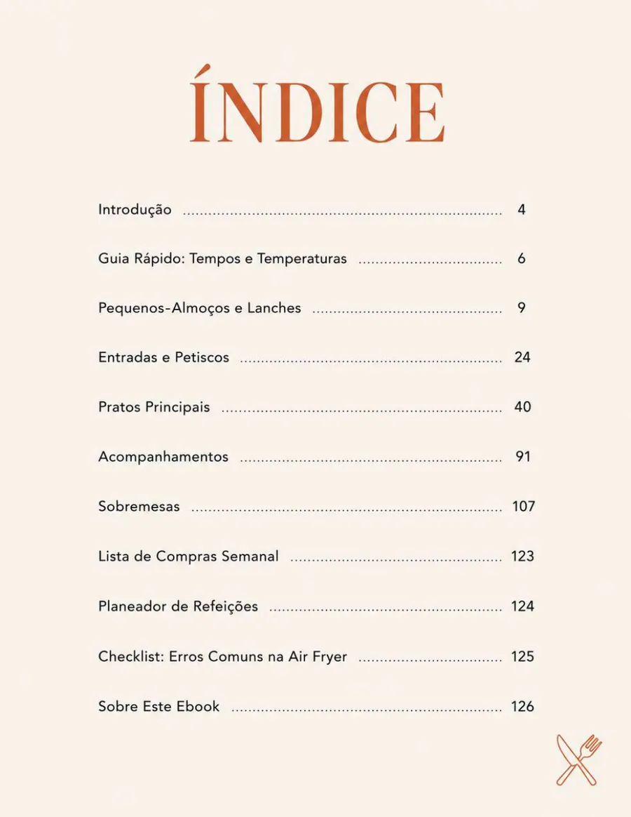 Índice do ebook com todas as secções