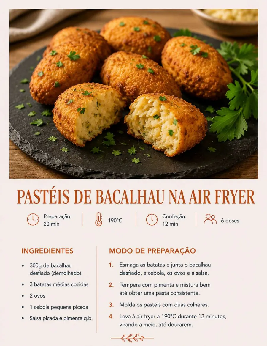 Pastéis de bacalhau na air fryer