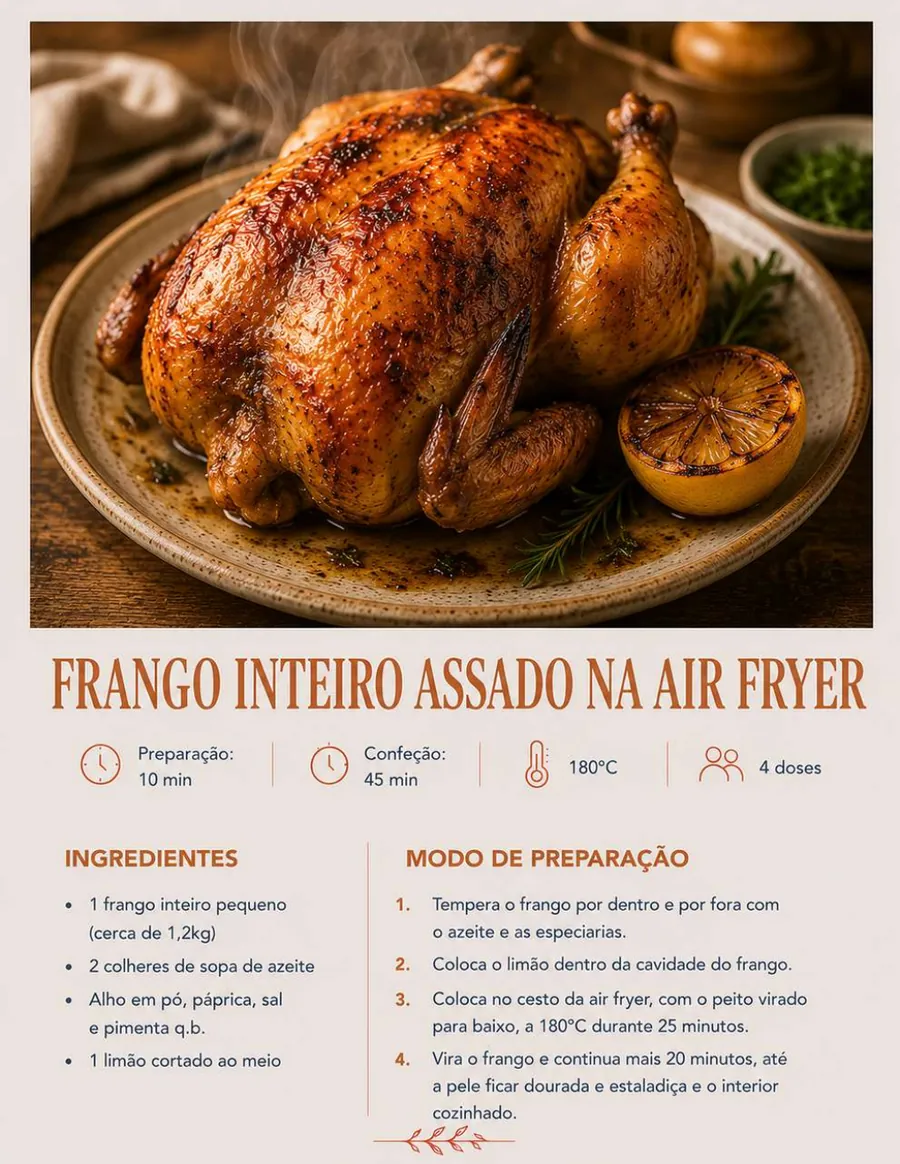 Frango assado na air fryer
