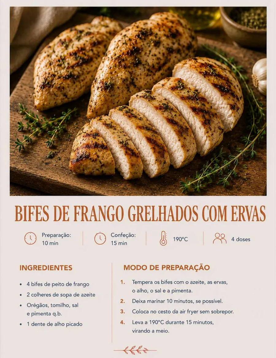 Bifes de frango grelhados com ervas